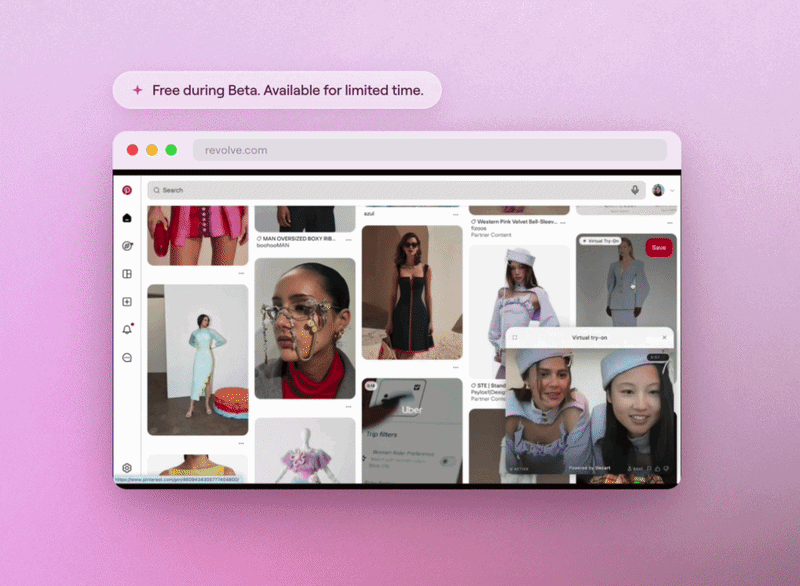 The Anywear try-on panel open on a store's page, rendering a garment onto the shopper live
